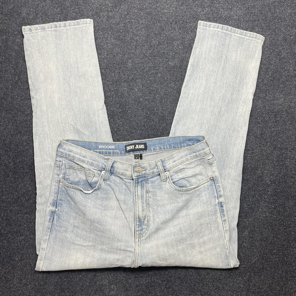 DKNY Jeans Broome Jeans Womens 32 Light Wash Blue High Rise Slim Straight Denim